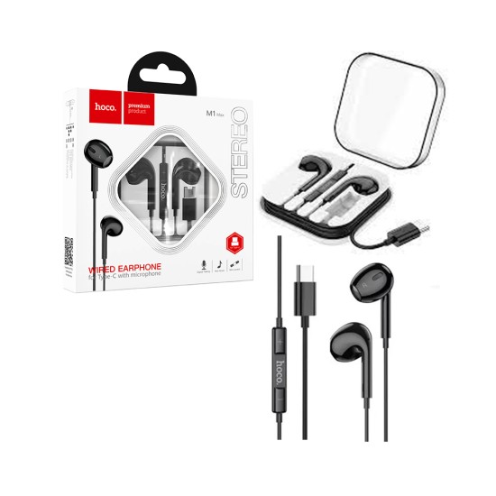 Hoco Earphones M1 Max Crystal for Type C with Mic 1.2m Black